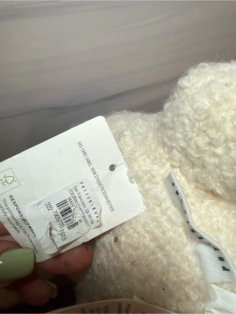 Pottery Barn Zoe Bunny Boucle Pillow